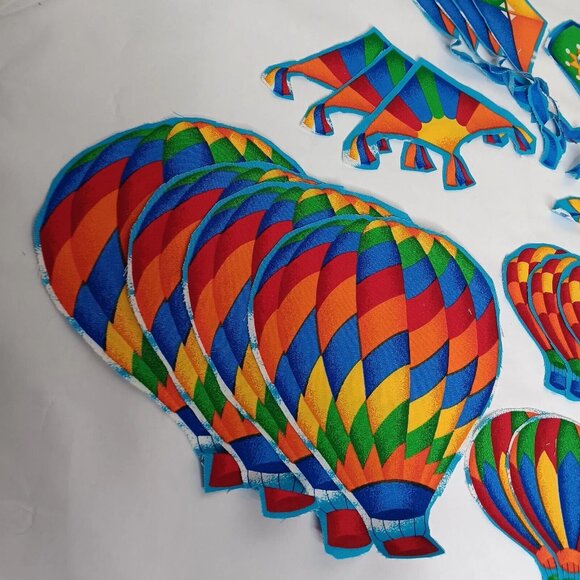 Hot Air Balloons And Kites Fabric Cutout 49 Pieces For Applique Crafting Rainbow - Picture 13 of 15